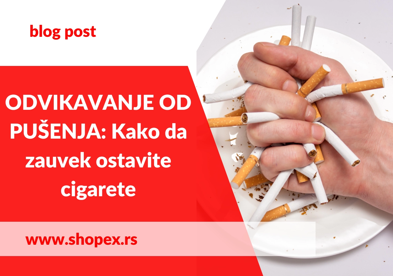Početna fotografija sa naslovom Odvikavanje od pušenja na kojoj je ruka koja je zdrobila cigarete. Shopex.rs