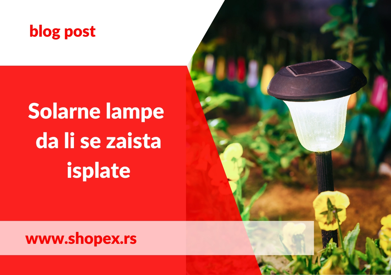 Naslovna fotografija sa solarnom lampom u bašti. Shopx.rs