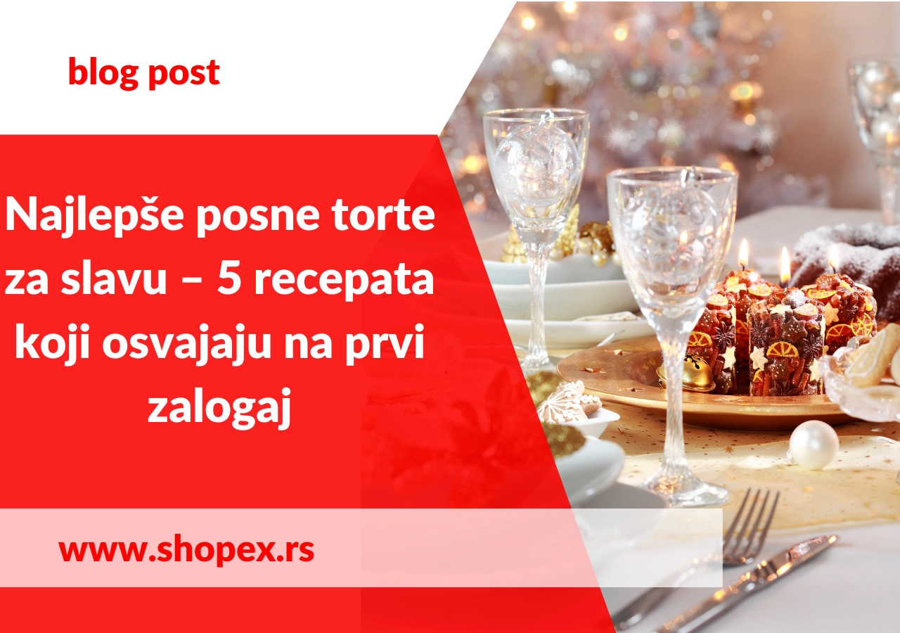 Početna fotografija slavskog stola sa kristalnim čašama i tortom sa suvim voćem i začinima u centru stola. Shopex.rs