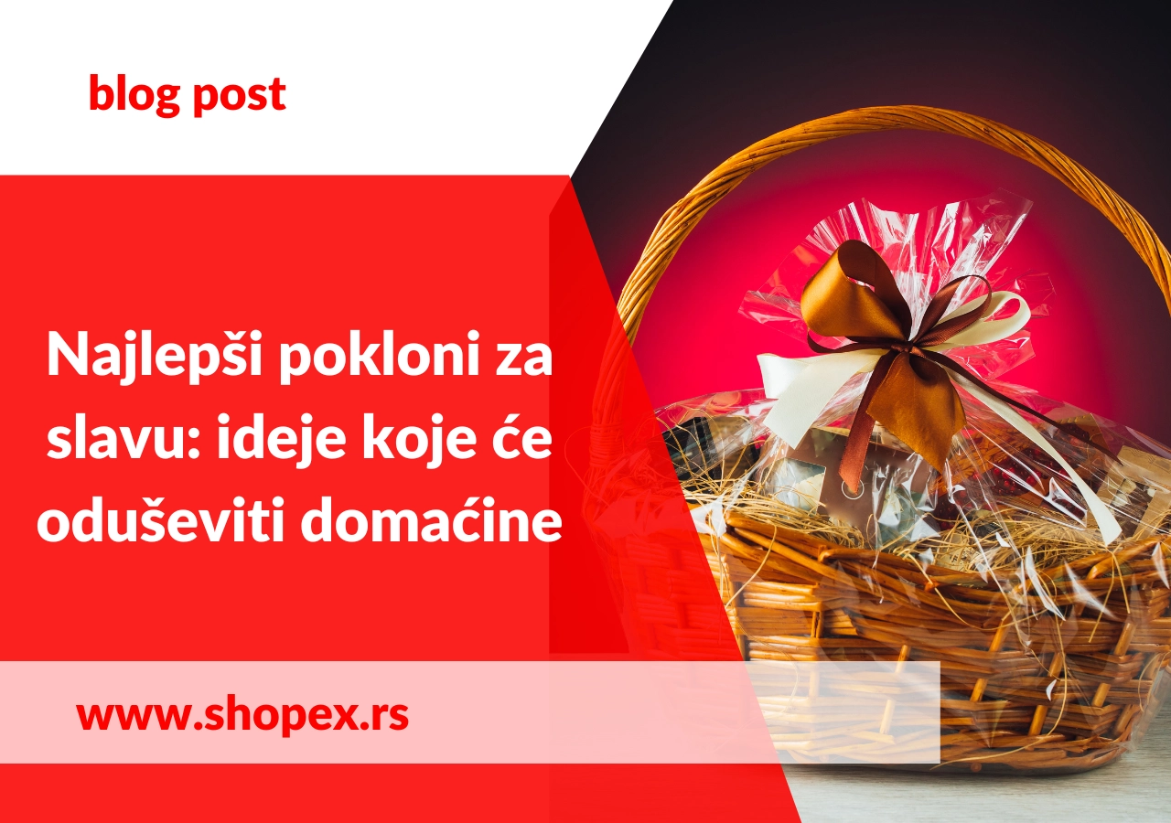 naslov najlepši pokloni za slavu i slika pletene korpe umotane u celofan za braon mašnom