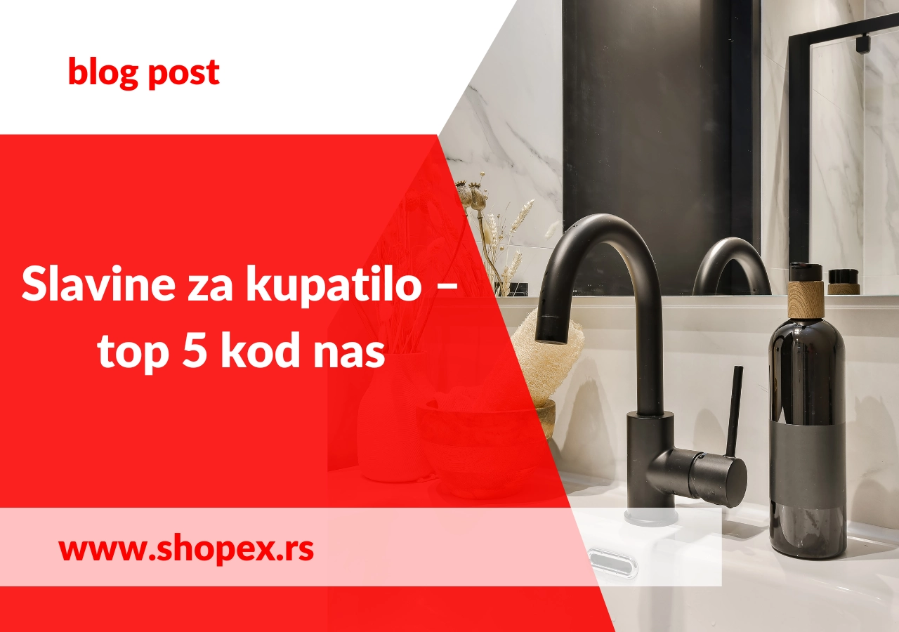 naslov - slavine za kupatilo top 5 kod nas i prikaz crne slavine nad belim lavaboom sa tamnom dekoracijom