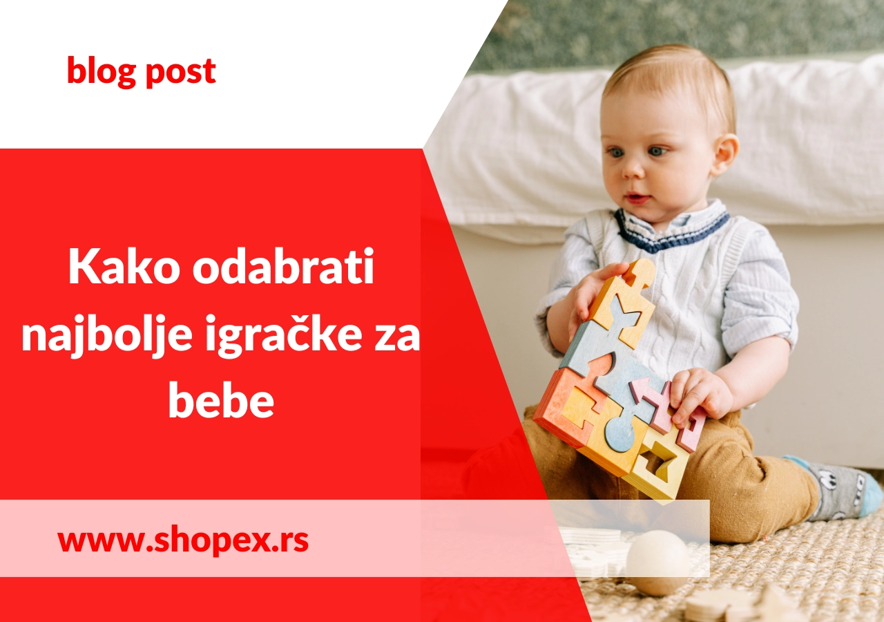 Beba koja se igra sa drvenim, šarenim kockama koje su ujedno i umetaljka i slagalica