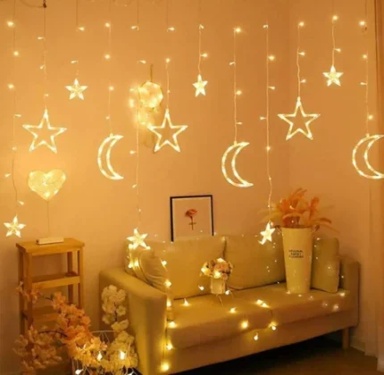 Magične LED lampice mesec i zvezdice - topla bela, za dekoraciju doma