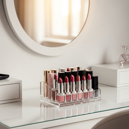 Organizator za karmine na toaletnom stolu pored ogledala