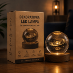 3D galaksija lampa - kristalna kugla sa LED postoljem
